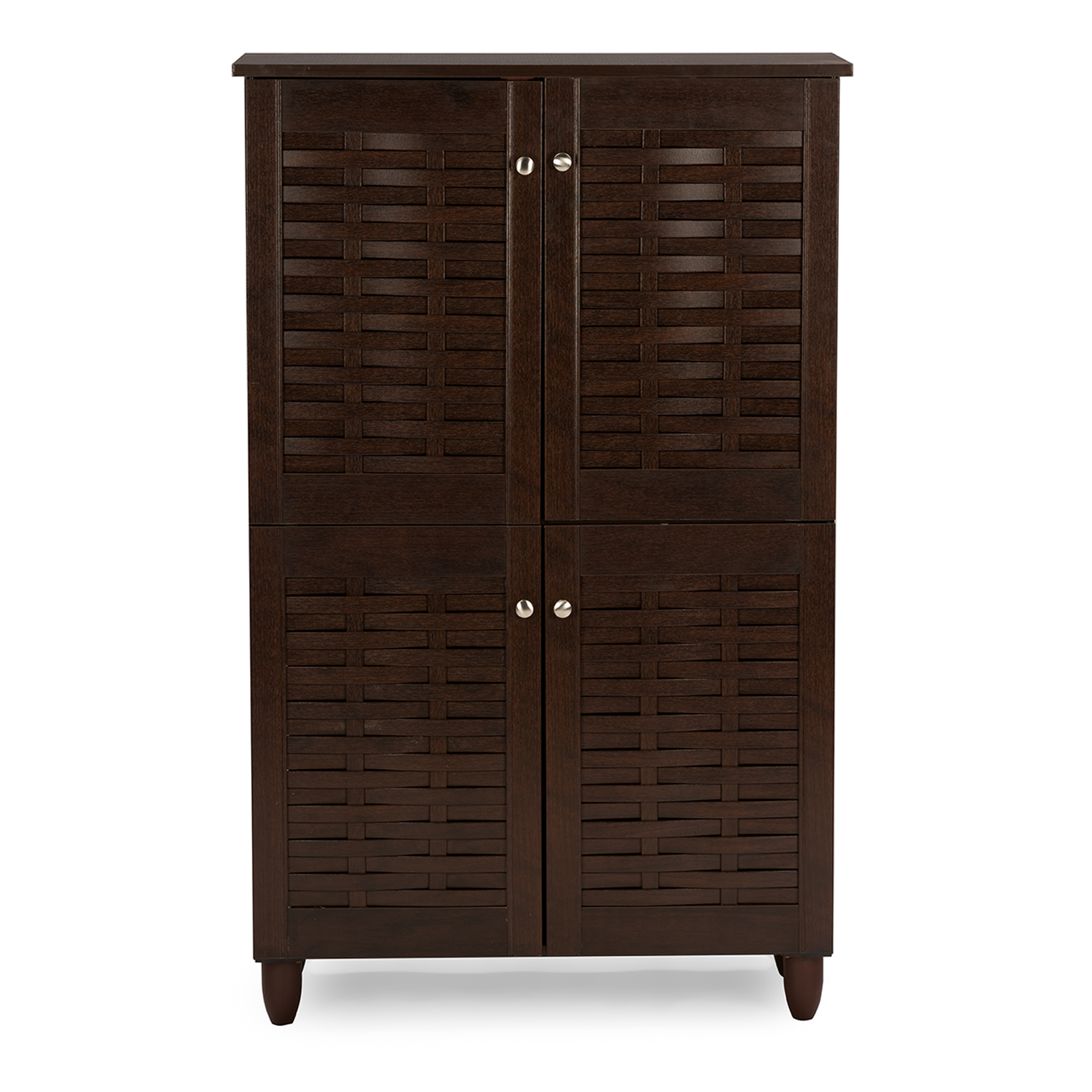 Baxton Studio Winda Modern and Contemporary 4-Door Dark Brown Wooden Entryway Shoes Storage Cabinet